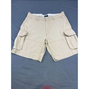 Polo Ralph Lauren Men's Cargo Shorts 38 Beige 100% Cotton Mid Rise Flat Front
